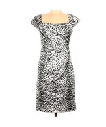 Tadashi Shoji 6 Womens Bodycon Dress White Black Leopard Print Lined Sle... - $47.99