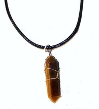 TIGERS EYE STONE WIRE WRAPPED NECKLACE mens womens health healing JL516 ... - $122.76 MXN