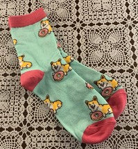 Welsh Pembroke Corgi Crew Socks Mint Green Unisex One Size Tan Dogs With... - £9.52 GBP