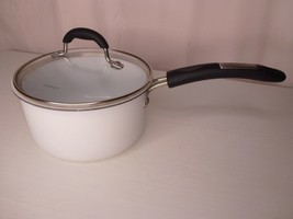 Cuisinart 2.5 Qt White Saucepan w Glass Lid Light Scratches &amp; Small Paint Chips - £25.50 GBP