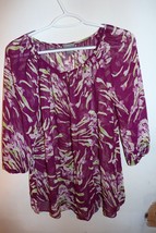 Ann Taylor Womens Sheer Top Floral Violet VTG Sz S - £9.38 GBP