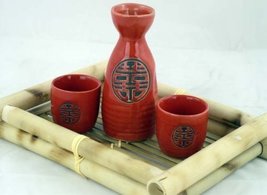 Glazed Ceramic 3 Pcs Japanese Sake Set In Gift Box - $8.59