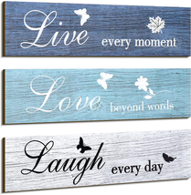 3 Rustic Wood Signs Wall Decor Live Love and Laugh Quotes12 X 3 X 0.2 Inch - £16.66 GBP