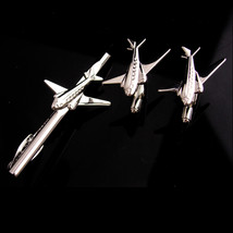 Silver Airplane Cufflinks  - silver plane tie clip  - Pilot gift -vintage tie Se - £123.90 GBP