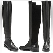 Cole Haan Women Sz 6 Chase Knee Boot Riding OTK Black Leather Block Heel... - £60.98 GBP