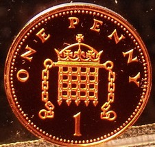 Cameo Proof Great Britain 2004 Penny~Crowned Portcullis With Chains~Free... - $8.37