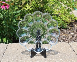 Anchor Hocking Fairfield Pressed Glass Starburst Deviled Egg Serving Plate Tray - £19.91 GBP