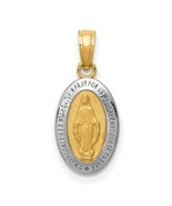 14K Two Tone Gold Miraculous Medal Charm Pendant Jewerly 22mm x 9mm - £69.94 GBP
