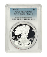 2021-W $1 Silver Eagle PCGS PR69DCAM (Type 1) - £68.49 GBP