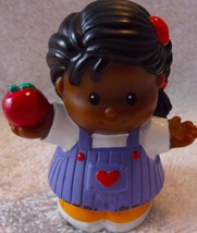Fisher Price Little People School Girl African American Holding An Apple - $3.99