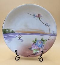 Nippon Hand Painted Scenic Plate Purple Water Landscape Gold Trim 6" Cab... - $21.43