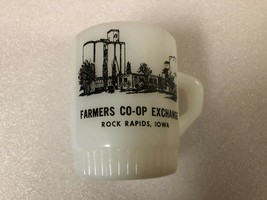 Vintage FIRE KING MUG Farmers Co-op Rock Rapids Iowa coffee mug cup deta... - £16.57 GBP