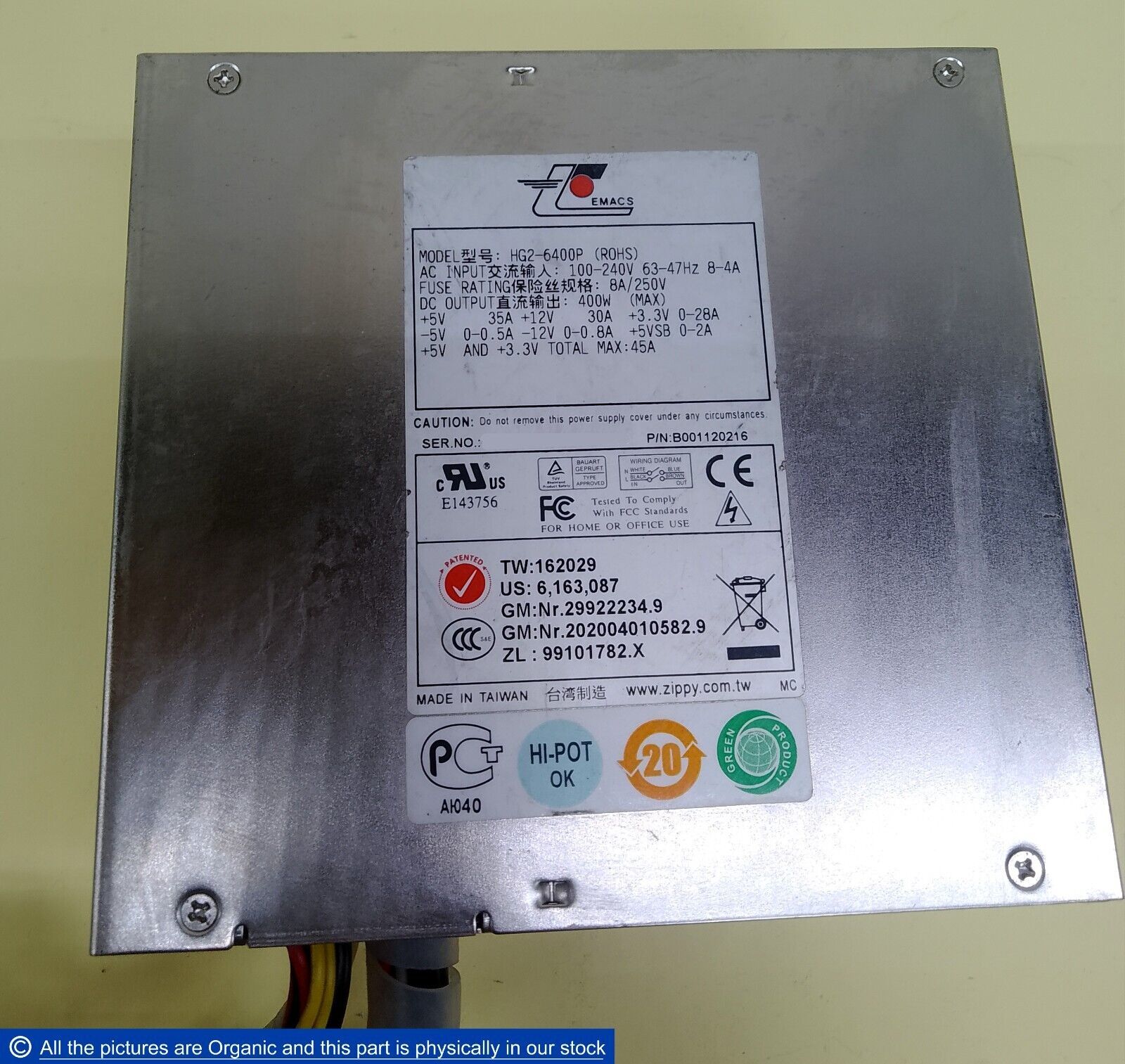 Zippy Emacs HG2-6400P ROHS ATX Power Supply B001120216 400W 35A Industri... - $199.00