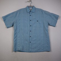 Campia Moda Button Down Shirt Adult M Mens Blue Plaid Short Sleeve Casual - £20.60 GBP