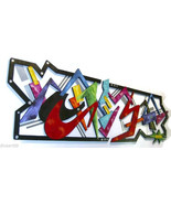 Large Geometric Funky Abstract Art Wood & Metal Wall Sculpture Unique & Vibrant - $1,200.00