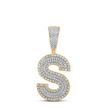 10kt Two-tone Gold Mens Round Diamond Initial S Letter Charm Pendant 3/4 Cttw - £707.25 GBP