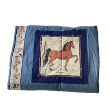 Horse Print Handmade Quilt Throw Blanket Blue 41 x 66 in. Thoroughbred Arabian - £30.79 GBP