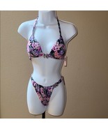 NWT Victoria&#39;s Secret Pink/Purple Rose Floral 2 Pc Bikini Set Swimwear B... - $87.96 CAD