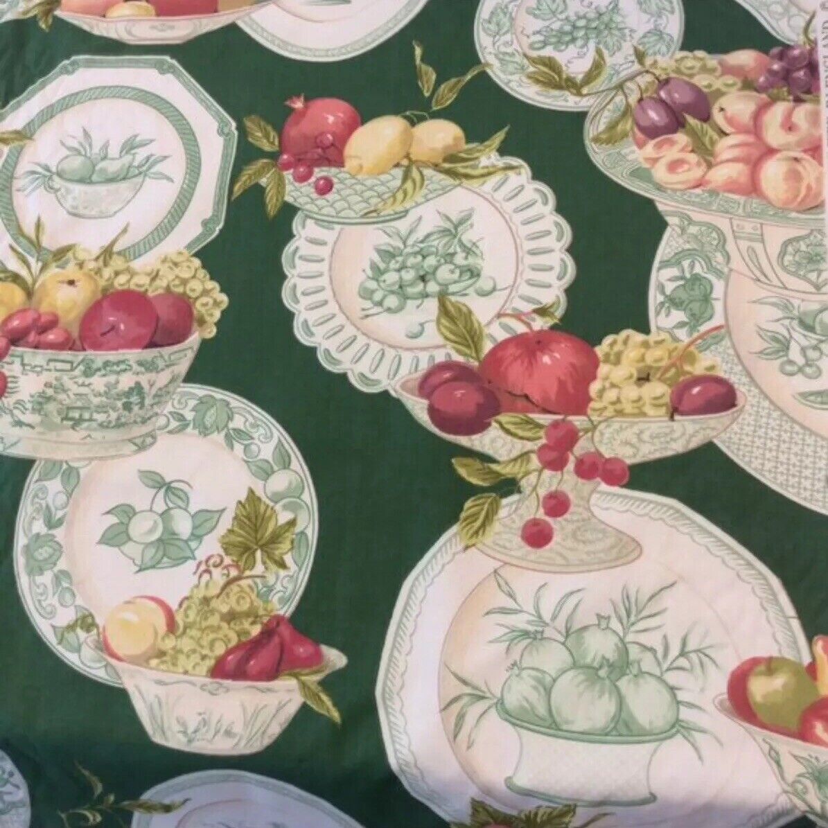 Primary image for Jane Churchill Still Life 1992 Fabric Material Bowl Fruit Toile China Plates