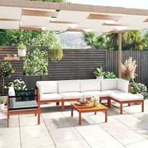 vidaXL Solid Acacia Wood Cream Garden Lounge Set, 7-Piece, Patio Furniture - $18,285.57 MXN