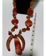 Rare Vintage Native ceremonial Carnelian and Amber stone necklace extra ... - £547.52 GBP