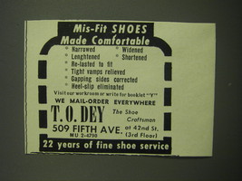 1949 T.O. Dey Shoe craftsman Ad - Mis-Fit Shoes made comfortable - $18.49