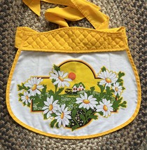 Vintage Retro B &amp; D Yellow Daisy Floral/Flower Half Apron - £18.87 GBP