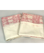 Vintage Pillowcases Set 2 Pink Wicker Woven Lace  Cottage Springmaid - €9,40 EUR