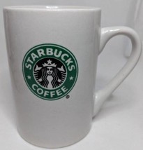 Starbucks Coffee 2008 Double Sided Mermaid Logo White Green Ceramic Mug 10 oz - £7.88 GBP