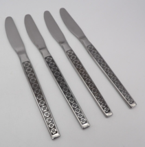 Vintage Stainless Steel Flatware Set of 4 Knives Floral Design Korea - $10.88