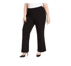 INC Womens Plus 14W Black High Rise Regular Wide Leg Trousers Pants Reta... - $17.63