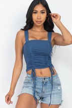 Women&#39;s Adjustable Front Ruched With String Square Neck Crop Tops - $181.97 MXN