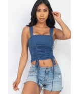 Women&#39;s Adjustable Front Ruched With String Square Neck Crop Tops - €8,56 EUR