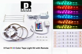 8 Ft Rgb Color Tape Light Kit With Remote - Easy To Install! - £7.98 GBP