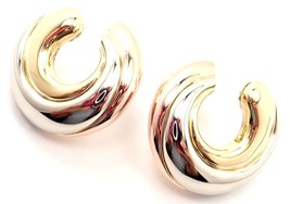 Authentic! Cartier 18k Tri-Color Gold Large Size Trinity Swirl Hoop Earrings - $7,875.00
