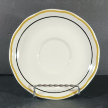 Buffalo China Restaurant Ware Saucer Mustard Yellow Black Stripe Scalloped Edge - $8.54