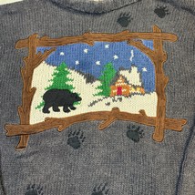 Vintage Timberlea Cabin Bear Sweater L Gray Knit Outdoors Lodgecore Cozy - $1,093.65 MXN