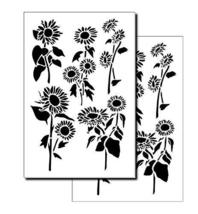 2 Designs - Sunflower Airbrush Wall Model Paint Flower Stencils 10Mil Mylar 14&quot; - £6.22 GBP