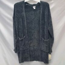 Stars Above Cozy Women's M/L Feather Yarn Lounge Cardigan Charcoal  image 2