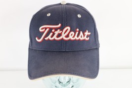 Vintage New Era x Titleist Distressed Spell Out Golfing Golf Dad Hat Cap Blue - £22.17 GBP