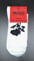 Hugo Hugo Boss Men&#39;s Design Finest Cotton Socks White Black Logo One Size 7-13  - £17.08 GBP