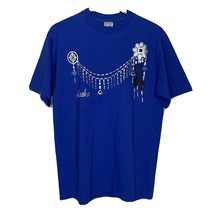 Vintage ALASKA Tribal Symbol Dream Weaver Native American Blue Shirt Large - $15.00