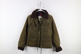 Vtg Abercrombie &amp; Fitch Womens Small Distressed Lined Waxed Cotton Jacket Green - £93.91 GBP