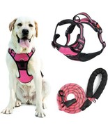 Dog Training Harness &amp; Leash Set Pink/Black Reflective - L - £15.46 GBP