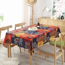 Square Cotton Linen Mayan Culture Printed Tablecloth Vintage Oblong Dinner Picni - £24.53 GBP