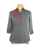 7th Avenue Design Studio NY&amp;Co Womens Medium Shirt Embroidered Floral St... - $17.17