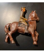 Antique Vintage Cast Iron Toy Soldier Officer on Horse 2.5" x 3" - $44.95