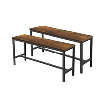 Table Set,Pair Of 2, Industrial Style Indoor Benches, 42.5 X 12.8 X 19.7 Inches, - £116.17 GBP