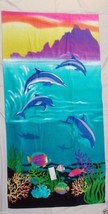 New Coastal Collection Beach Towel 36 x 70&quot; Dolphins/Fish/Tropical Multi-Color - £27.08 GBP