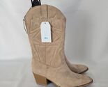 Time and Tru Beige Faux Suede Western Women 8.5 Mid-Calf Boots Zip Point... - $21.77